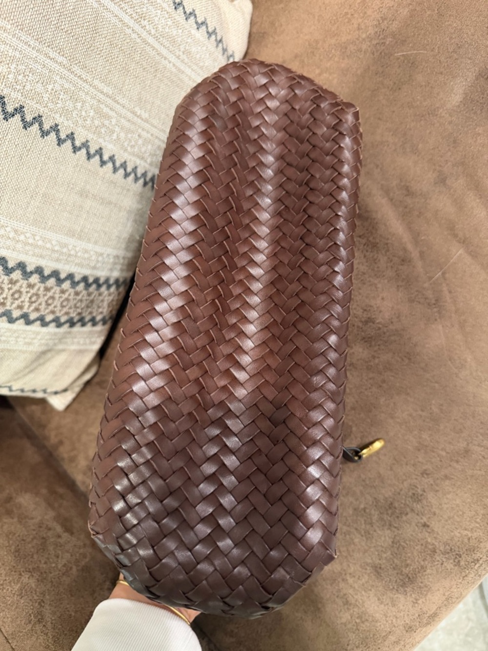 COACH Woven Leather Swing Tote Maple Retail CBF83 $600 - Picture 8 of 14